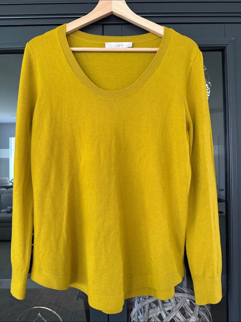LOFT Scoop Neck Sweater in Mustard Yellow